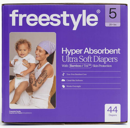 Freestyle BambooTek Disposable Diapers, Size 5, 44 Count