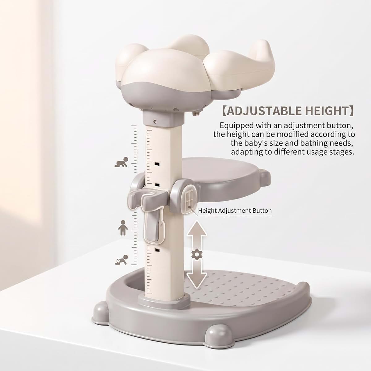 Bemonew Baby Shower Stand, Sturdy Bath Support, Gray, Fit (photo 3)