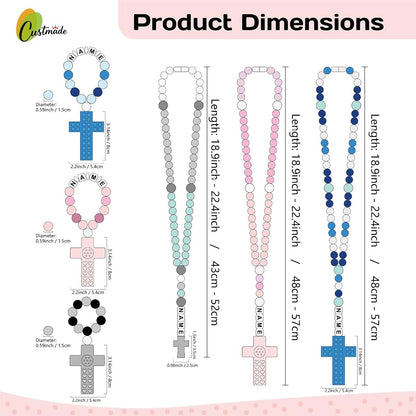Custmade Personalized Name Silicone Rosary For Baptism Gift