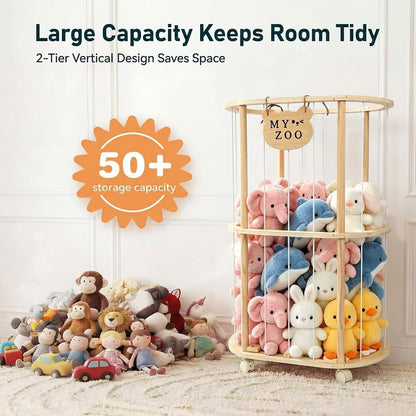 Singda Stuffed Animal Storage Wooden Zoo Holder With Wheels (photo 3)