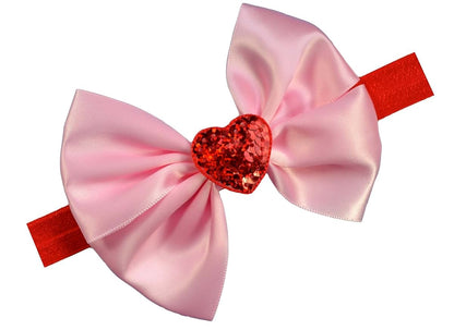 Funny Girl Designs Valentines Day Sequin Heart Satin Bow Baby and Toddler Headband