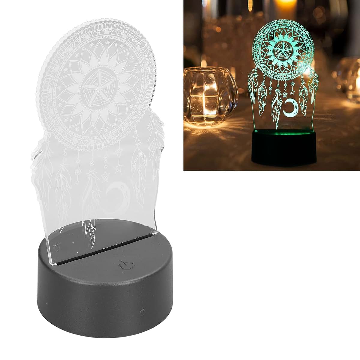 3D Dream Catcher Night Light | Colorful Touch Ornament for Kids Bedroom