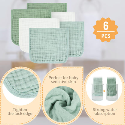 MIGIOL Muslin Burp Cloths 6-Pack