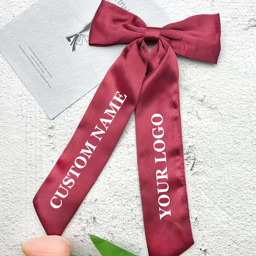 PPETAUL Personalized Bow Hair Clip - Custom Name Satin Hair Bow (photo 3)