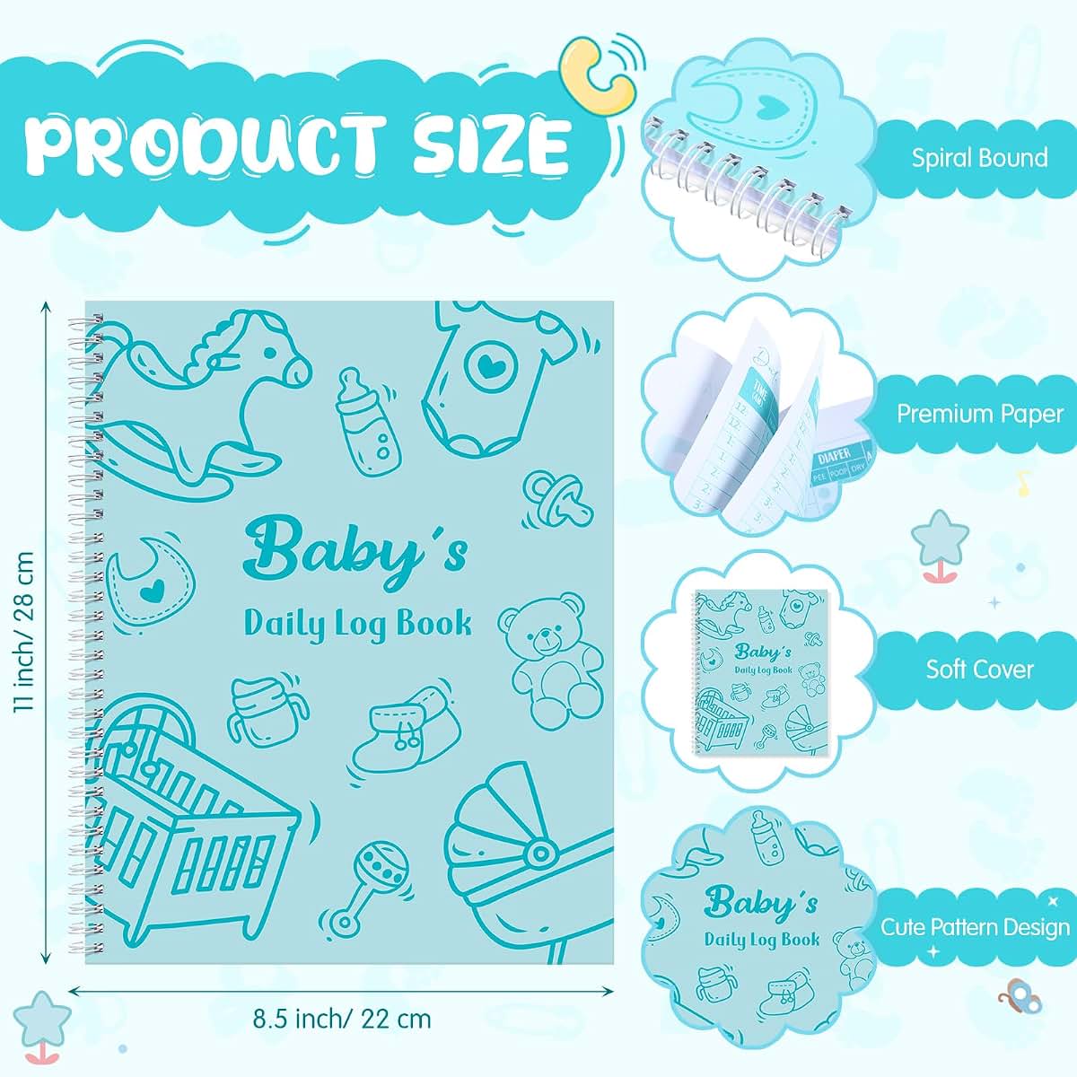Pasimy Baby Daily Log Book Journal for Newborn Care Tracking