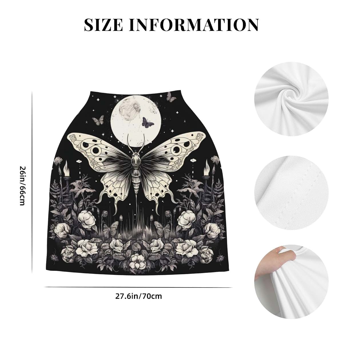 YPPAHHHH Baby Car Seat Cover, Gothic Moth Butterfly Moon Floral Stretchy Canopy