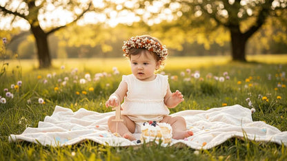 PoshMyra Flower Crown Headband for Toddler Girls 1-3 Years, Dried Flower