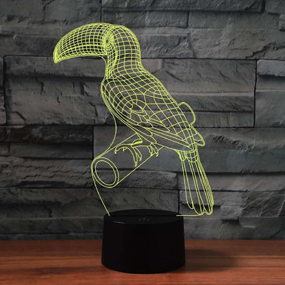 FLRXHK Bird 3D Illusion Night Light Touch Desk Lamp