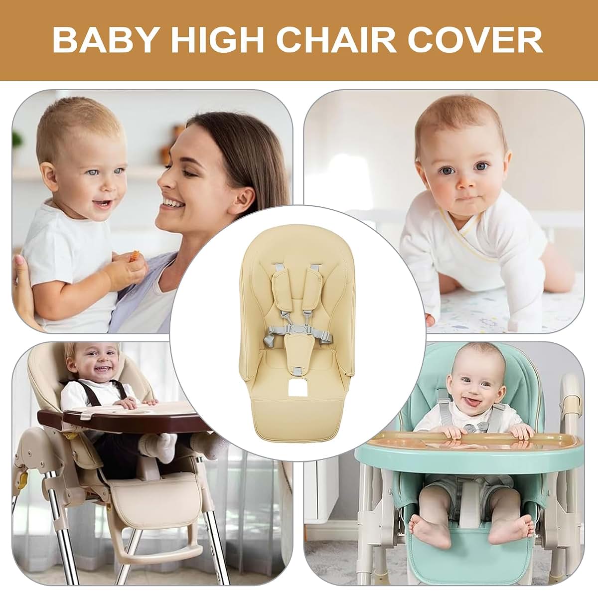 SHZONS Soft Artificial Leather High Chair Cushion Cover (photo 4)