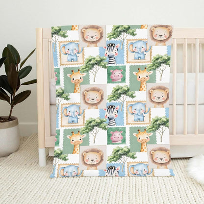 Wicbfdfv Cute Lions Elephant Giraffe Zebra Trees Baby Boy Girl Blankets Afro Jungle Animals Stamp Swaddle Blankets