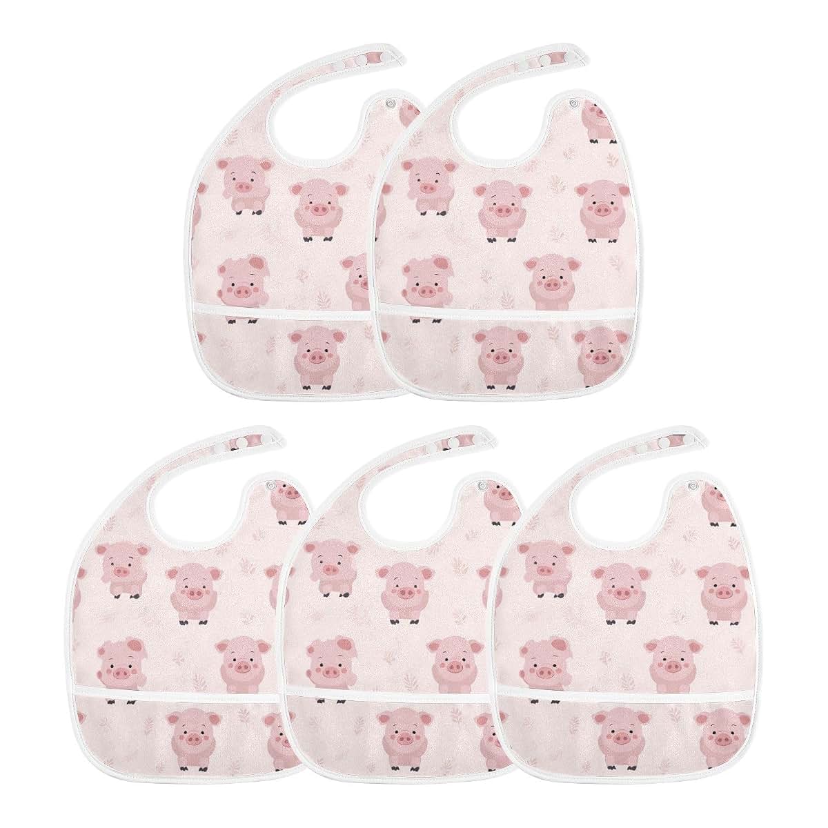 Baby Feeding Bibs with Adjustable Snaps for Mealtime Messes