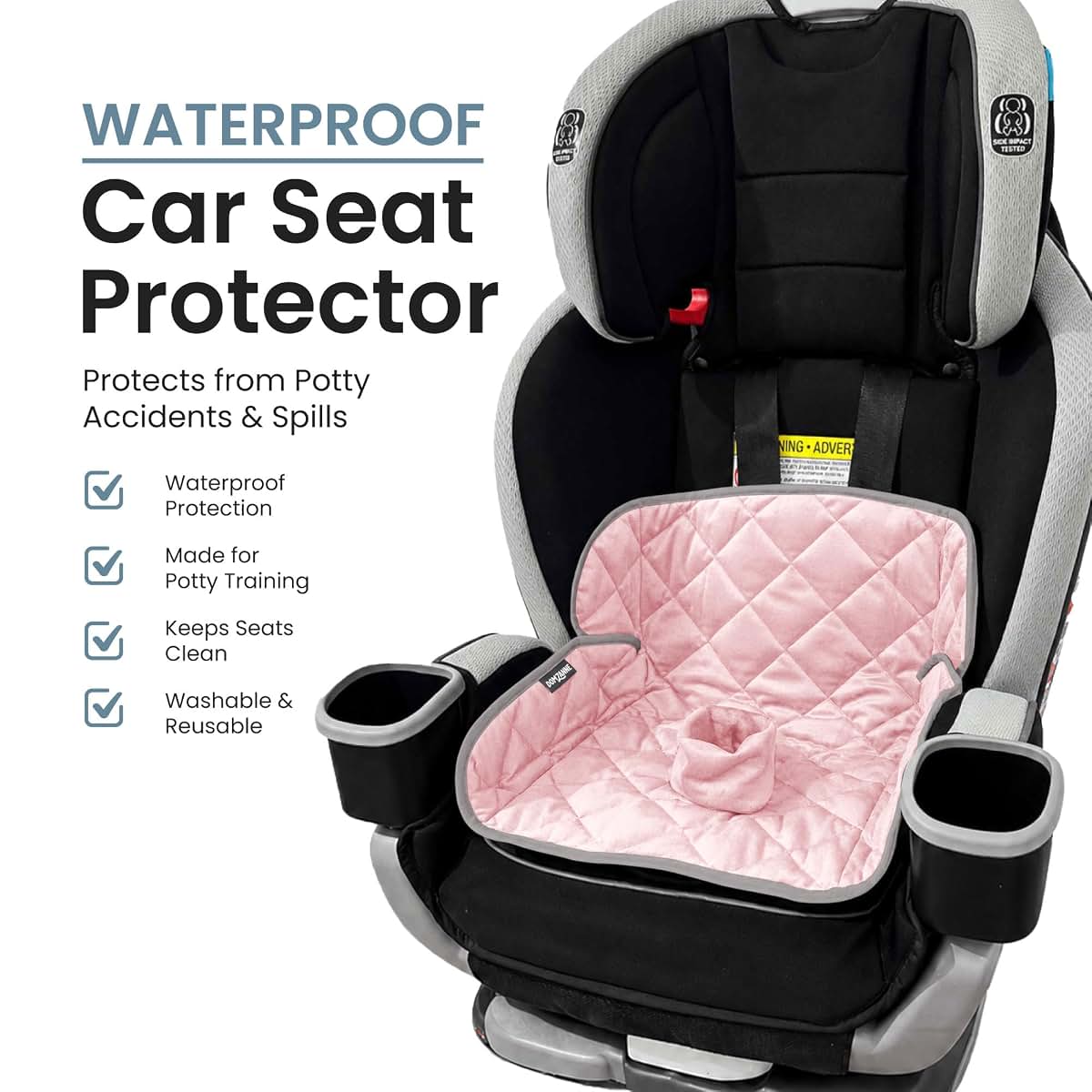 Domzanne Potty Training Car Seat Protector Cover, Pink Washable Liner Mat (photo 4)