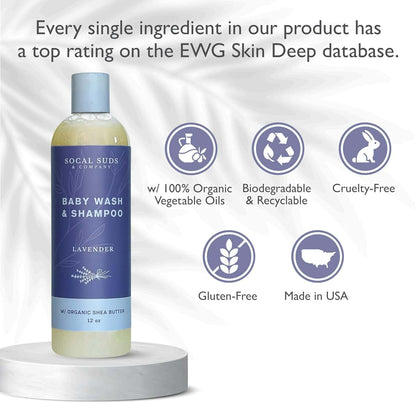 SoCal Suds & Company Baby Body Wash & Shampoo with Shea Butter for Gentle Cleansing