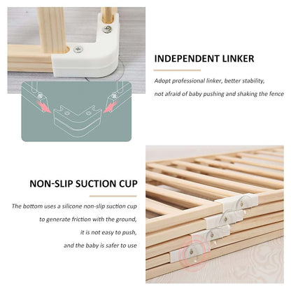 Jolan Portable Baby Playpen,Wooden Baby Fence with Door,Crawling Playpen,Indoor Outdoor Safety Playard