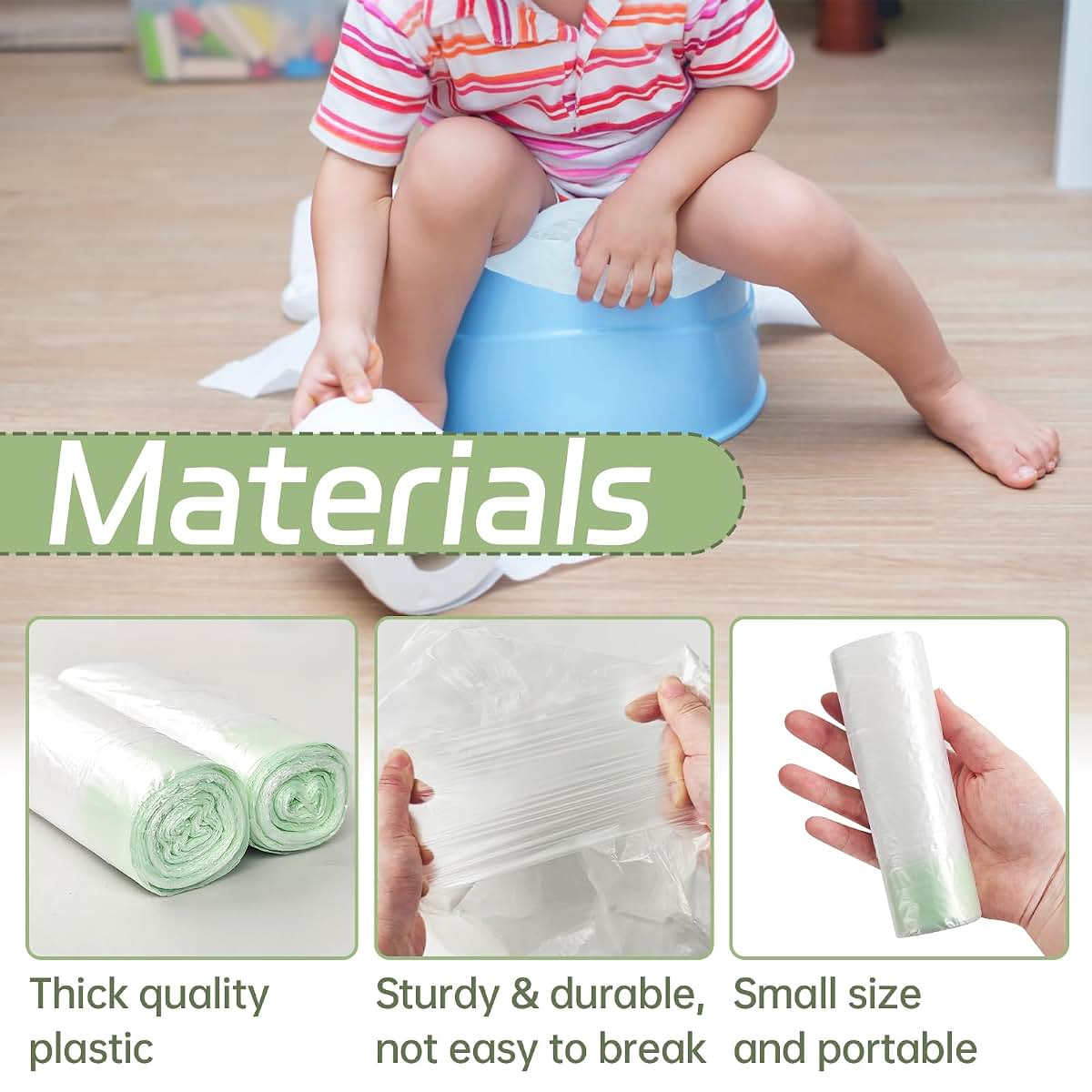 Potty Seat Liners - 100 Count Disposable Training and Travel Bags
