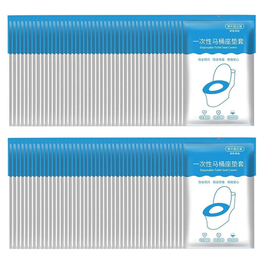 Yajuyi 50-Pack Disposable Toilet Seat Covers, Non-Woven Elastic Potty Pads for Travel, Camping, and Public Restrooms
