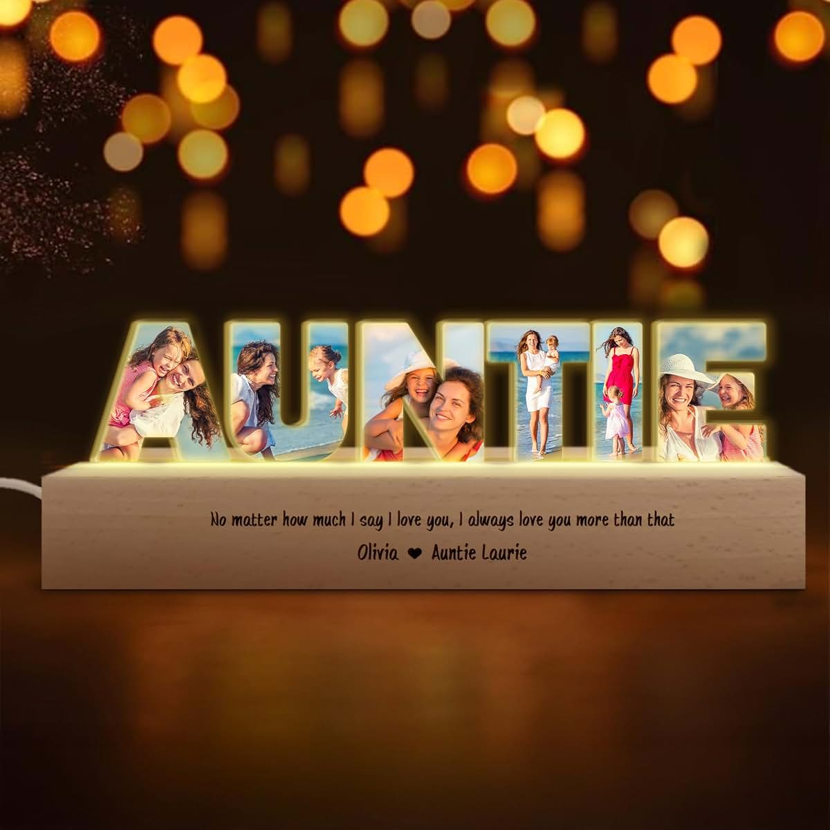 Thunala Personalized Auntie Photo Collage Night Light