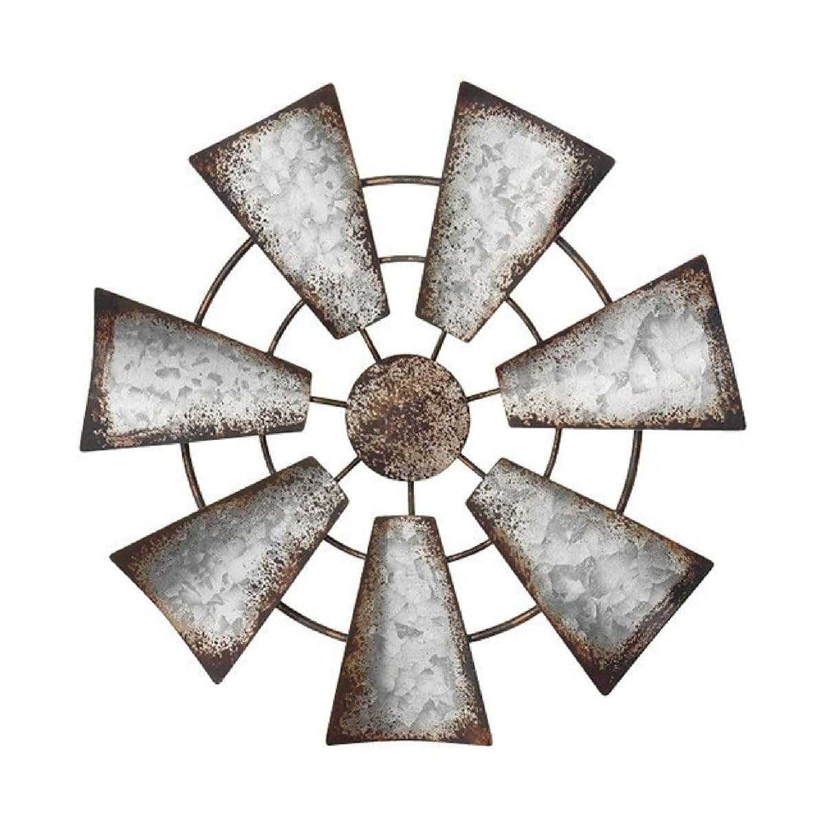 NUEAYMS Small Farmhouse Windmill Wall Decor, Rustic Iron Metal Hanging Art
