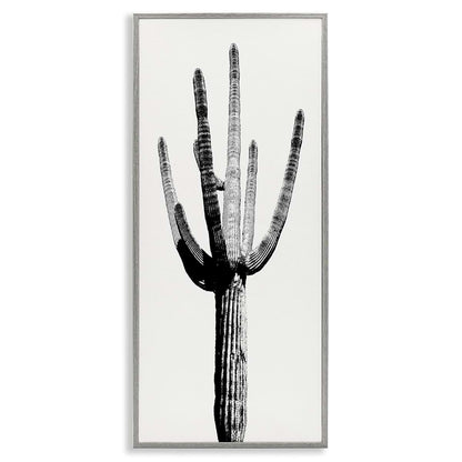 Stupell Industries Modern Grey Cactus Desert 10x24 Inch Framed Giclée Print by Mia Jensen