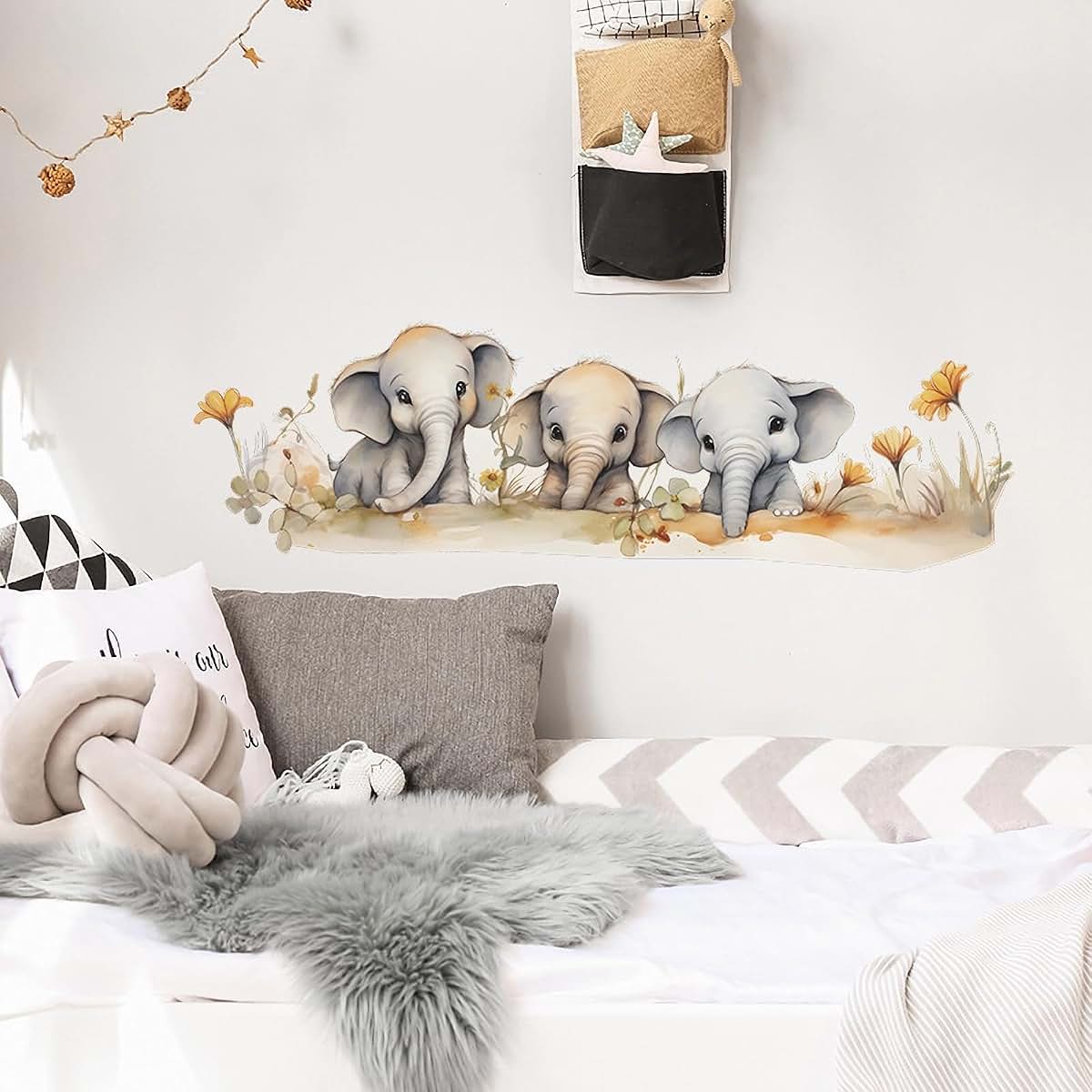 Sacinora Cute Baby Elephant Family Wall Stickers Removable Vinyl Decals