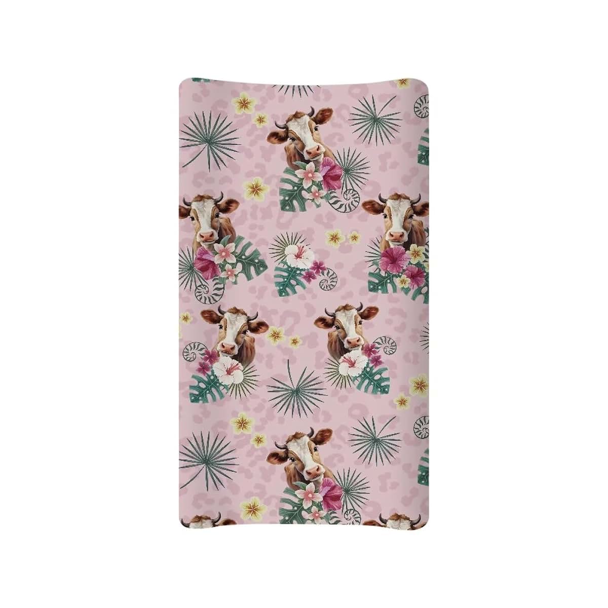 Tongluoye Cow Baby Changing Pad Covers Tropical Palm Tree Leaves Diaper Change Table Sheets for Baby Boys and Girls