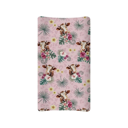 Tongluoye Cow Baby Changing Pad Covers Tropical Palm Tree Leaves Diaper Change Table Sheets for Baby Boys and Girls