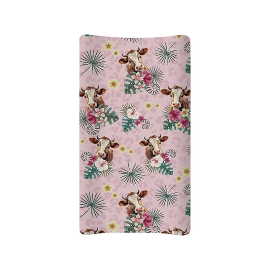 Tongluoye Cow Baby Changing Pad Covers Tropical Palm Tree Leaves Diaper Change Table Sheets for Baby Boys and Girls