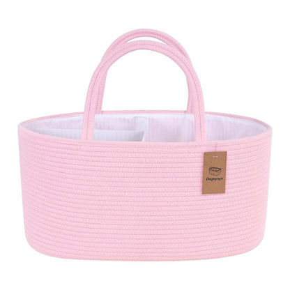 Cotton Rope Diaper Caddy Organizer Basket for Nursery & Car
