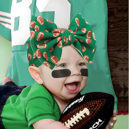 BabyOneStop YanJie Football Pattern Baby Headband With Waffle Fabric Bow