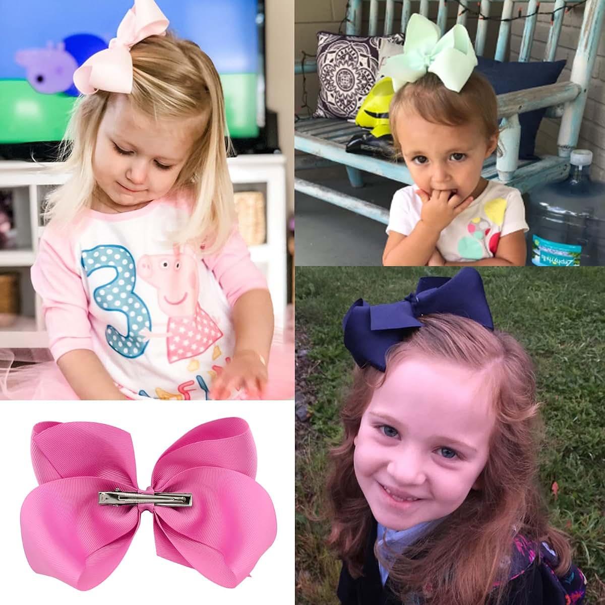 BabyOneStop 50pcs 6-Inch Grosgrain Hair Bows with Alligator Clips for Girls and Toddlers