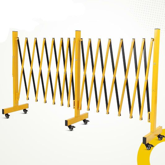 Festisoul 16FT Expandable Metal Safety Barricade Gate With Casters, Yellow
