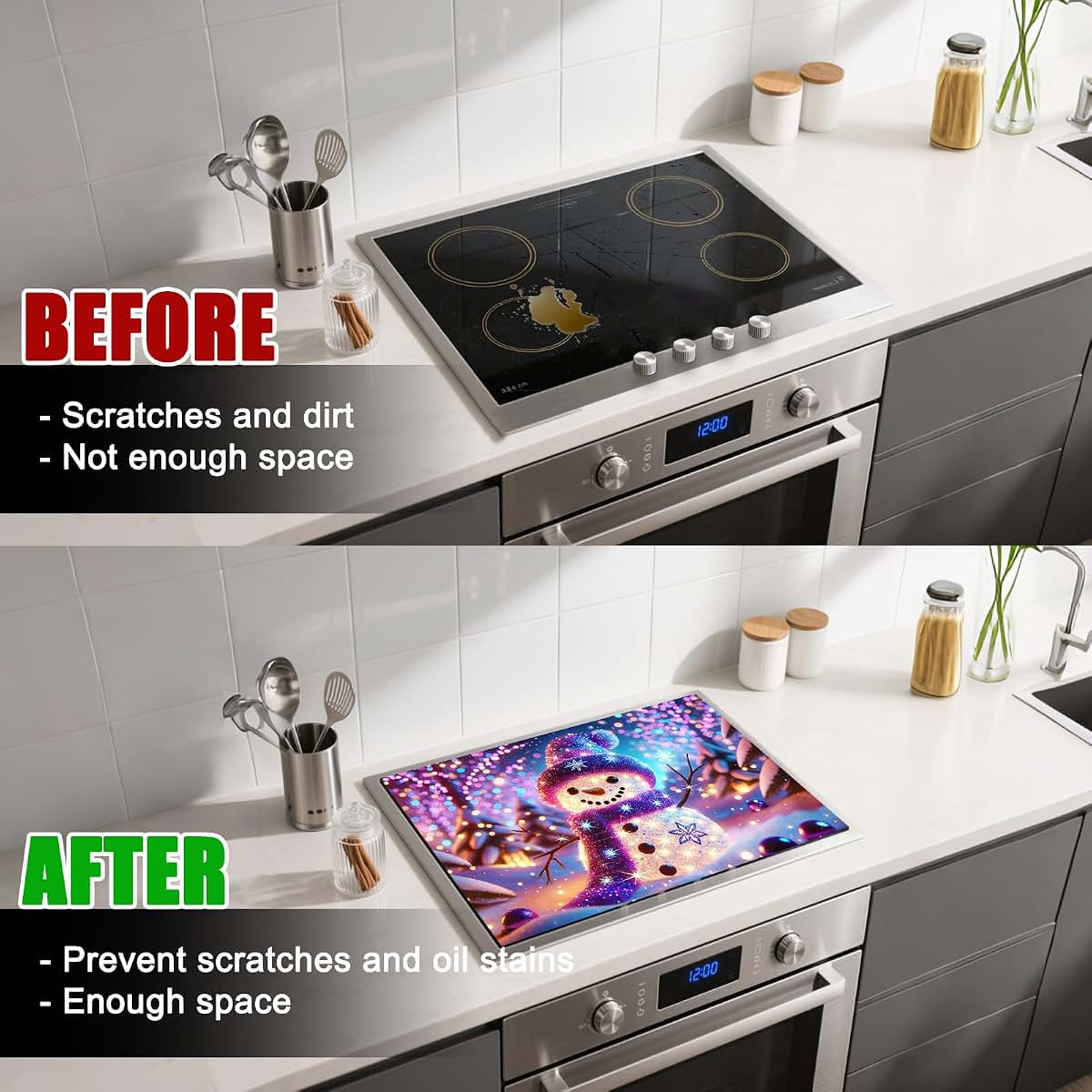 Nuxovilar Cute Snowman Stove Cover, Polyester and Diatom Mud, 28.35x20.47 In