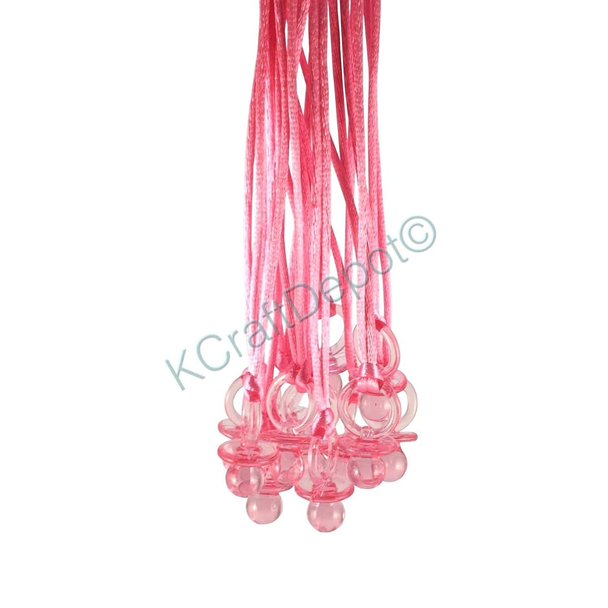 Kcraft-R-Us Pink Plastic Pacifier Necklaces For Baby Shower Games