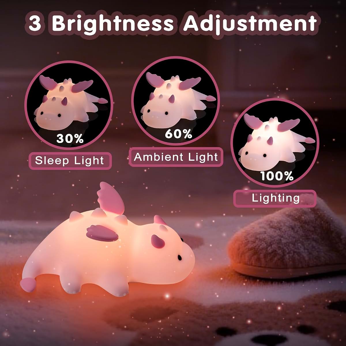 AGV Cici Cute Baby Dragon Night Light,Soft Silicone Breastfeeding Nursery Lamps (photo 3)