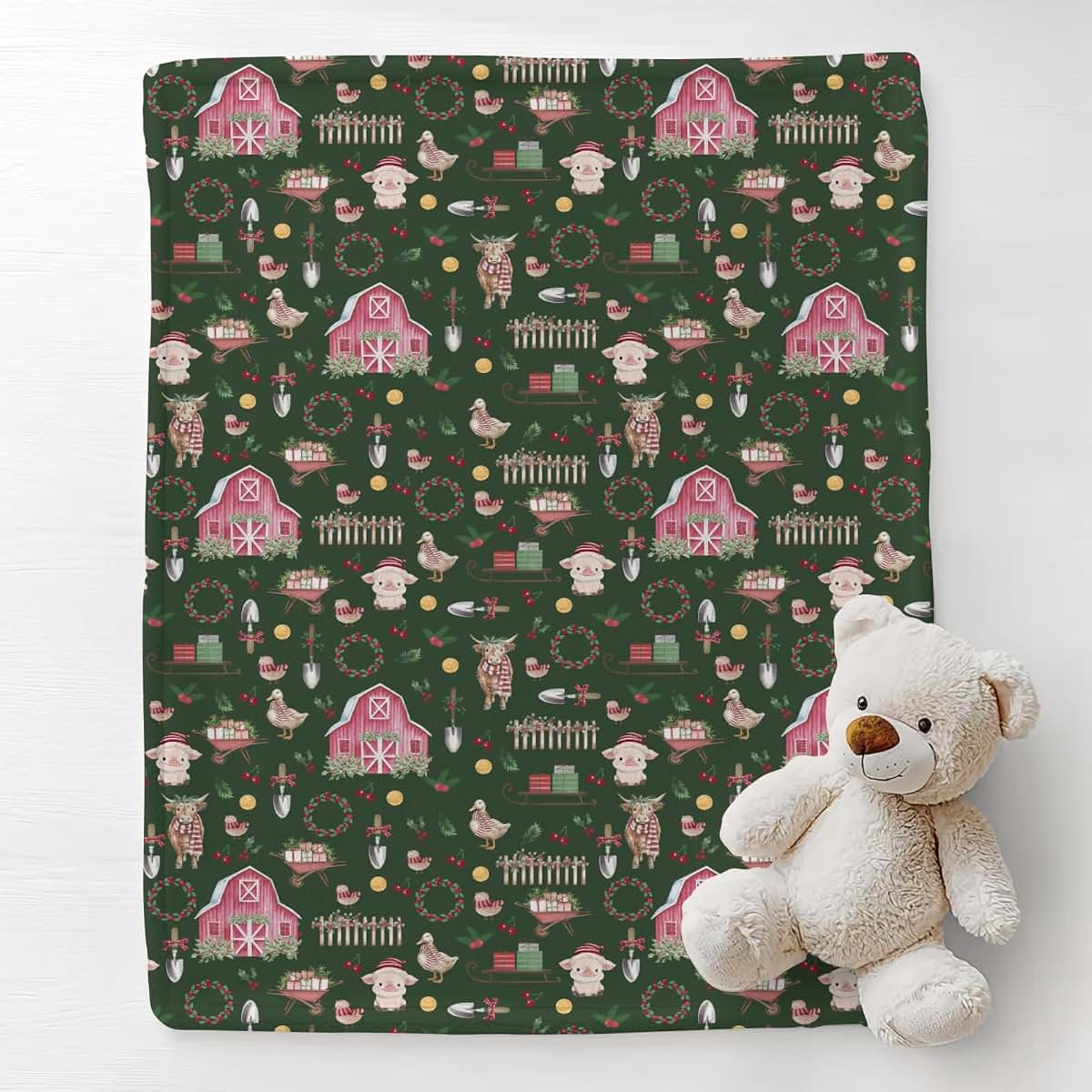 Cstdyfrv Farm Animals Baby Blanket