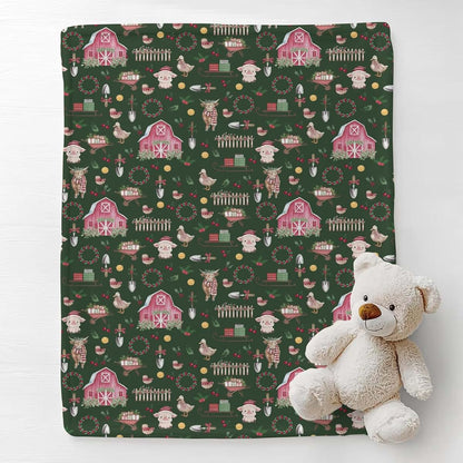 Cstdyfrv Farm Animals Baby Blanket