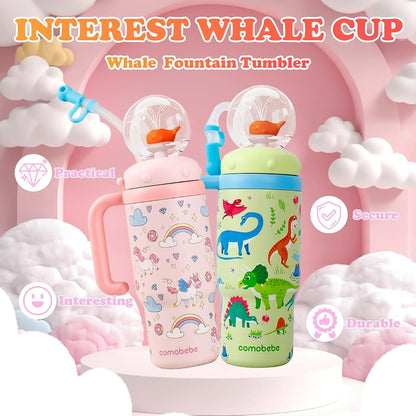 Whale Fountain Tumbler | Insulated Stainless Steel Water Bottle for Kids