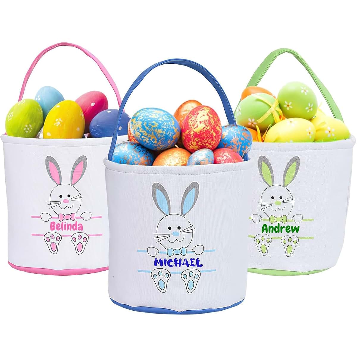GosilenceWa Personalized Easter Basket for Girls Boys Kids with Name Large Custom Easter Baskets for Eggs Candy Gifts