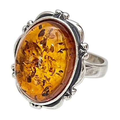 Gift Shoppe By Nina Natural Baltic Honey Amber And Sterling Silver Ring