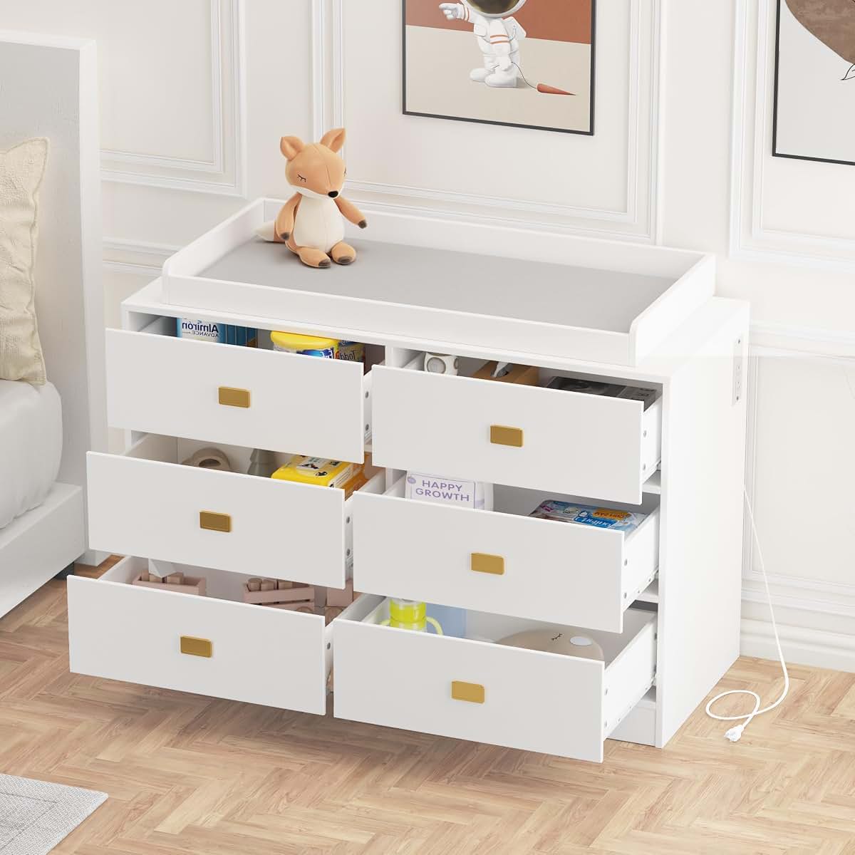ChicHabitat 6-Drawer Baby Changing Table Dresser With Removable Top (photo 4)