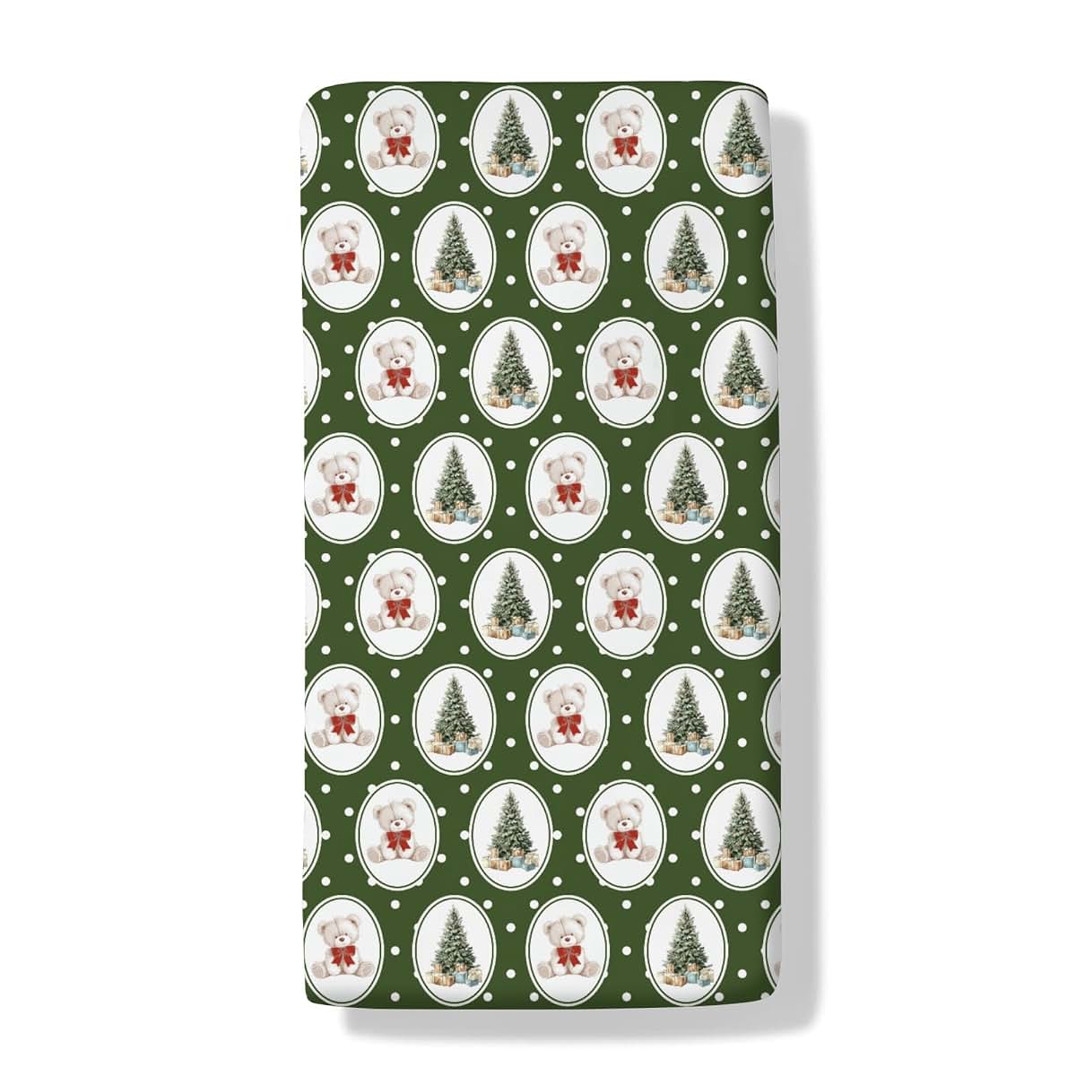 Cstdyfrv Green Christmas Bear Bows Baby Crib Sheets Cute Bear Christmas Trees Gifts Soft Baby Sheets Winter Holiday