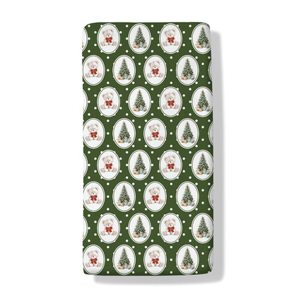 Cstdyfrv Green Christmas Bear Bows Baby Crib Sheets Cute Bear Christmas Trees Gifts Soft Baby Sheets Winter Holiday