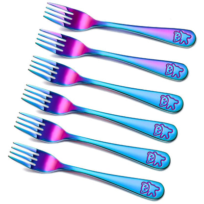 Rainbow Kids Stainless Steel Fork Set for Self Feeding Utensils