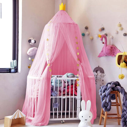 Jolitac Princess Bed Canopy Round Lace Mosquito Net, Rose