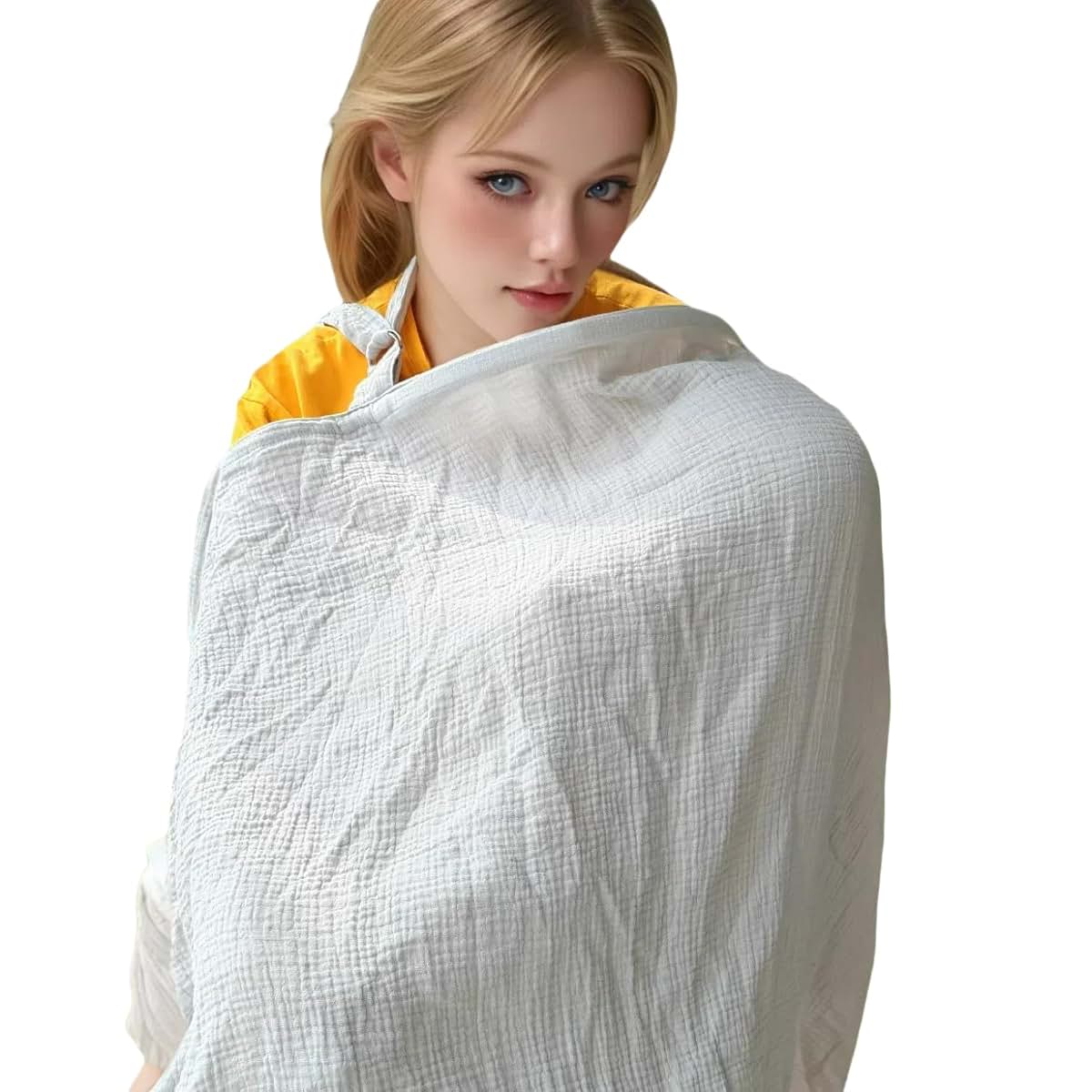 FYCHLAXDP Muslin Nursing Cover for Breastfeeding, Breathable Privacy Nursing Covers with Arch Neckline for Hands-Free