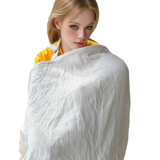 FYCHLAXDP Muslin Nursing Cover for Breastfeeding, Breathable Privacy Nursing Covers with Arch Neckline for Hands-Free