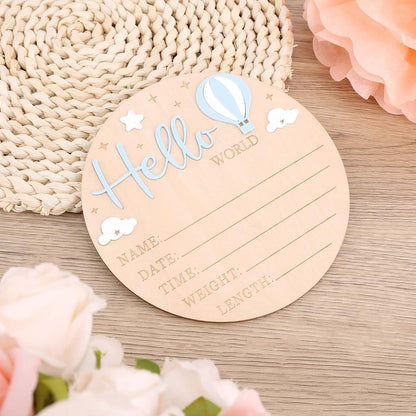 BabyOneStop Newborn Announcement Sign With 3D Hot Air Balloon Design