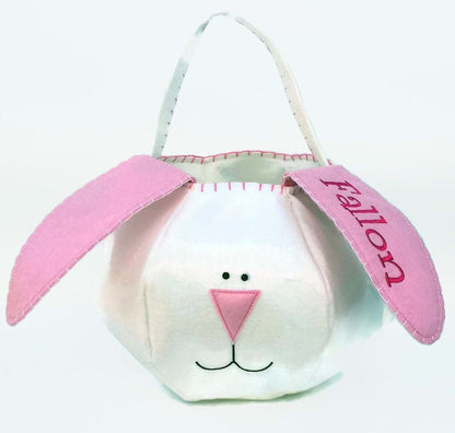 Easter-By-Stocking-Factory Personalized Pink Felt Bunny Easter Basket Tote (photo 3)