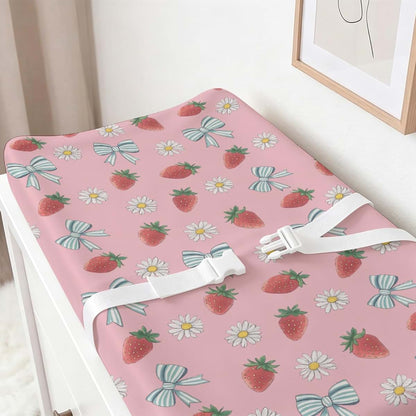 S2tMhb Strawberry Pattern Changing Pad Cover Liner for Girl Boy,Bows Daisies Theme Snug Fitted Diaper Table Covers for (photo 4)