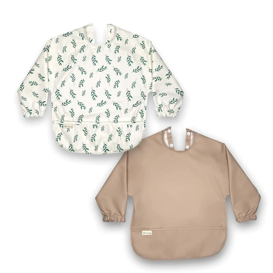 Little Keegs Long Sleeve Baby Bibs - Toddler Art Smock Feeding Baby Apron Eating Shirt Waterproof Wearable Full Sleeved